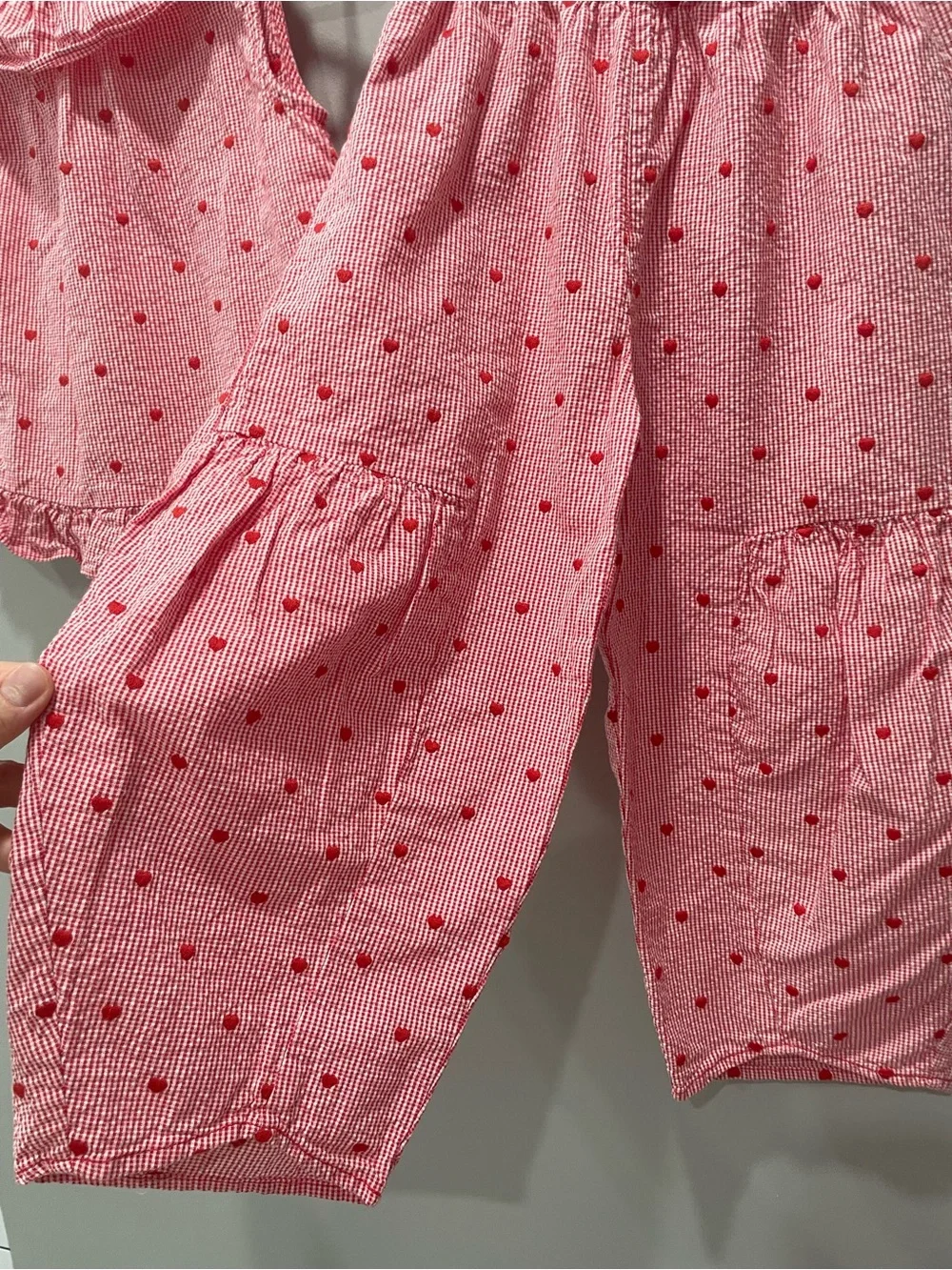 Zara Pink Red Heart Two-Piece Pajama Set